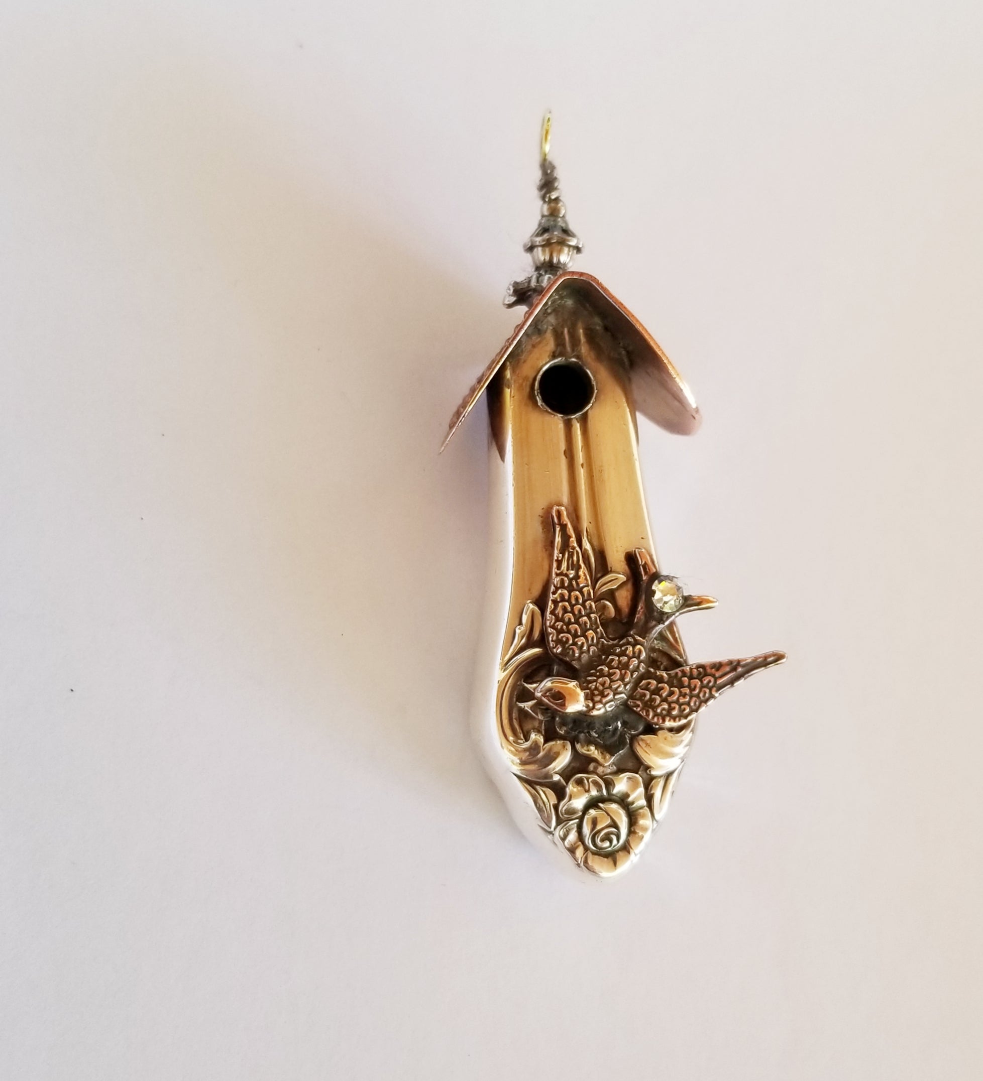 Birdhouse Necklace, Vintage Knife Handle Pendant