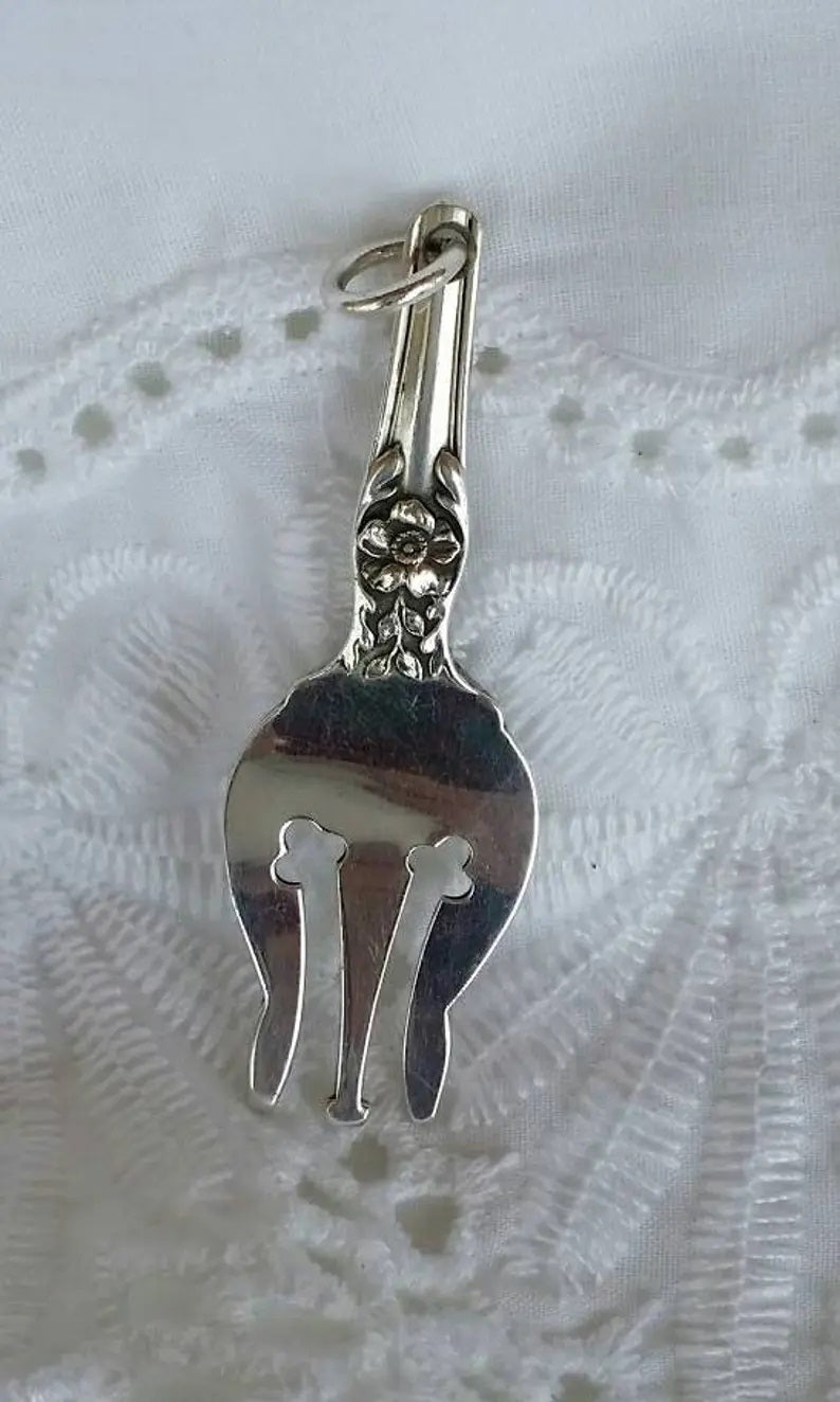 Fork Necklace Sterling Fork, Fork Pendant, Silverware Jewelry, Vintage Necklace, Sterling N